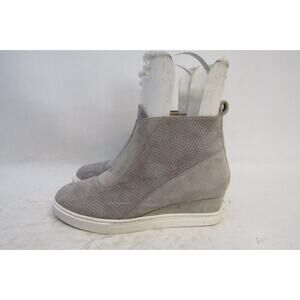 L. Paolo Womens Sz 5.5 M Gray Suede Wedge Zip Ankle Fashion Boots